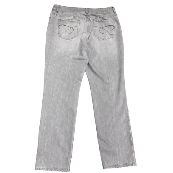 Vtg Chicos Platinum 2 Jeans Gray Straight Leg High Rise Minimalist Normcore L - Picture 12 of 12